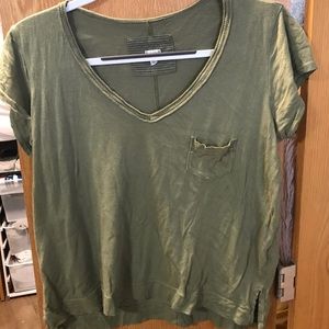 Green V-Neck comfy pocket tee